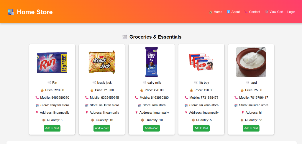 Home Store Dashboard